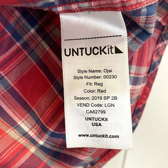 UNTUCKit Shirt Mens Large Ojai Red Plaid Cotton Button Up Long Sleeve - Picture 3 of 4